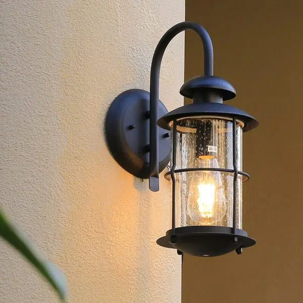 European Industrial Vintage Waterproof Outdoor Iron Glass 1-Light Wall Sconce Lamp - Image 10