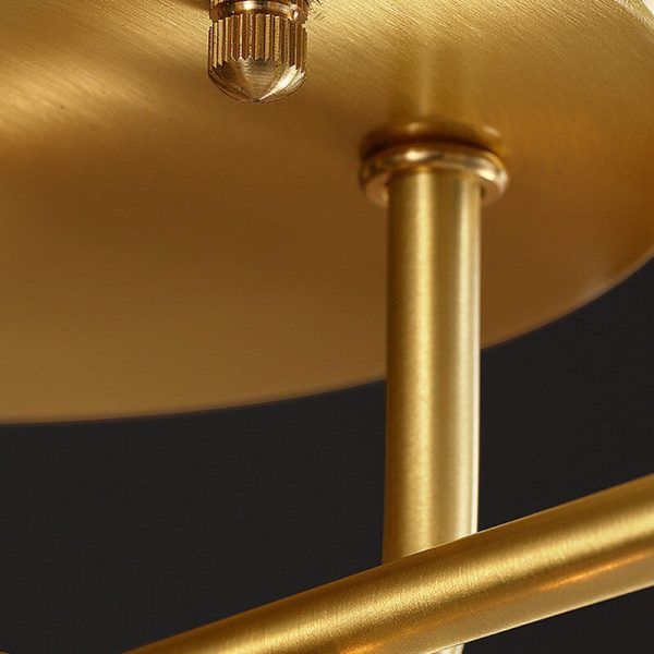 Mid-Century Modern Round Copper Crystal Glass 5-Light Semi-Flush Mount Ceiling Light - Image 5