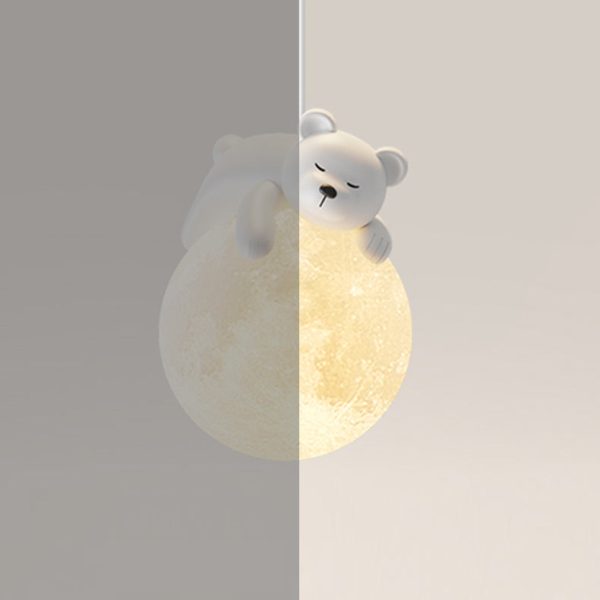 Contemporary Creative Resin Animal Rabbit Moon 1-Light Kids Pendant Light For Living Room - Image 10