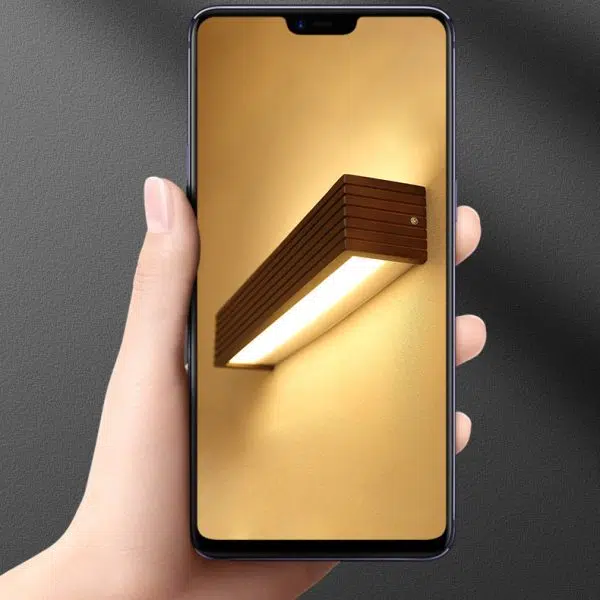 Traditional Chinese Striped Wood Cuboid LED Vanity Mirror Front Wall Sconce Lamp For Bathroom - Image 17