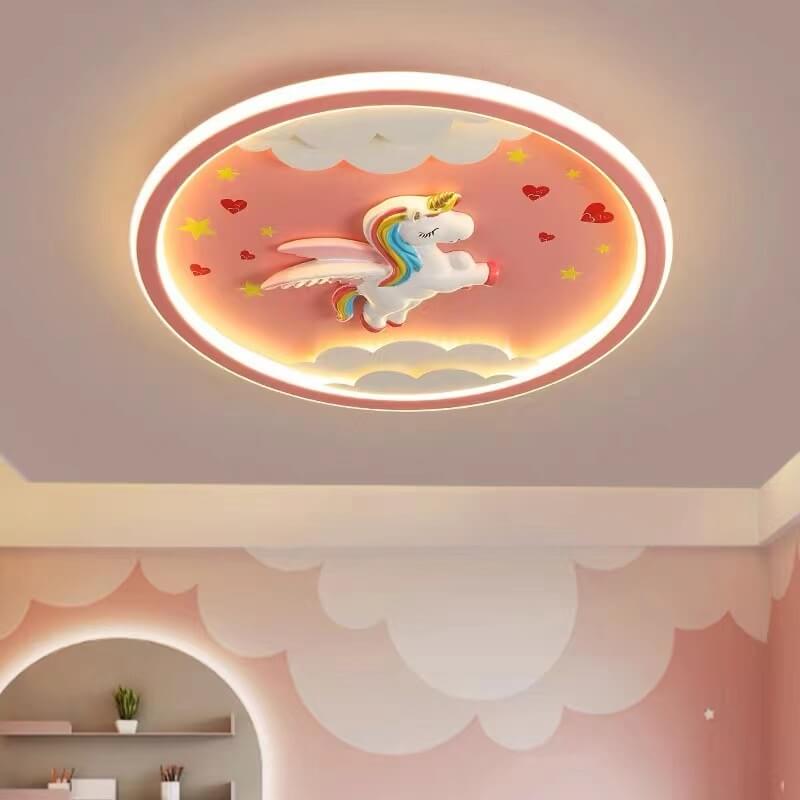 03-2a215421-6004-4317-af08-20d4c62acc56.jpg Modern Cartoon Resin Airplane Pegasus Acrylic Shade LED Kids Flush Mount Ceiling Light - Image 2