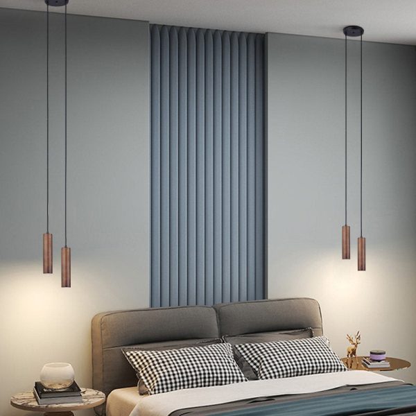 Modern Minimalist Wood Cylinder LED Pendant Light - Image 4