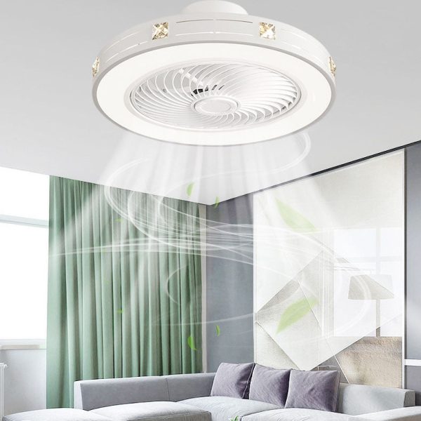 Modern Minimalist Solid Color Iron Copper LED Flush Mount Ceiling Fan Light - Image 14