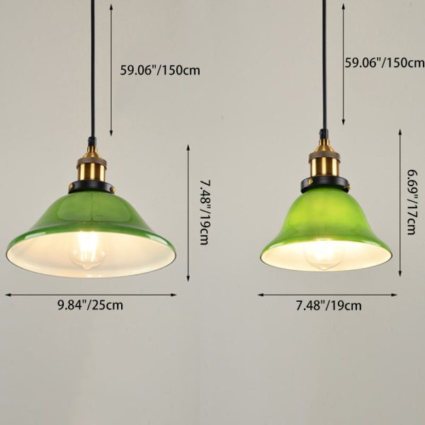 Contemporary Retro Emerald Green Flared Glass Shade 1-Light Pendant Light For Dining Room - Image 6