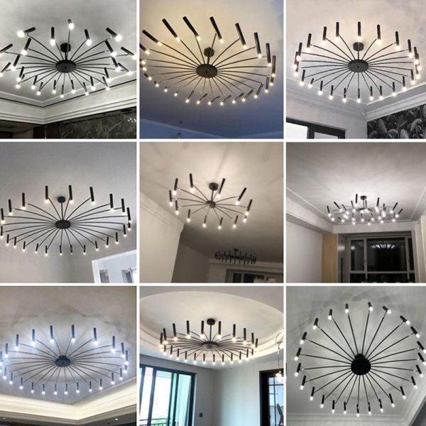 Contemporary Scandinavian Round Radioactive Iron Aluminum 12/24 Light Chandelier For Living Room - Image 18