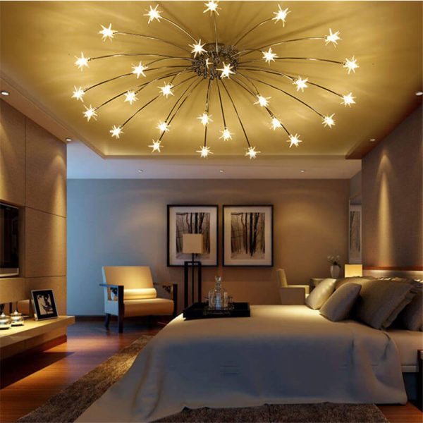 Contemporary Creative Full Of Star Iron 12/21/28 Light Flush Mount Ceiling Light For Living Room - Image 13