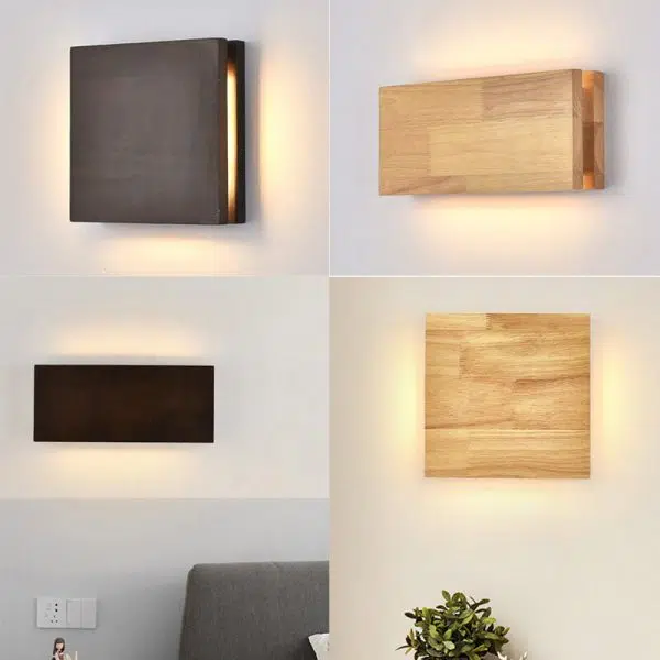 Japanese Wabi-sabi Log Wood Rectangular LED Wall Sconce Lamp - Image 19