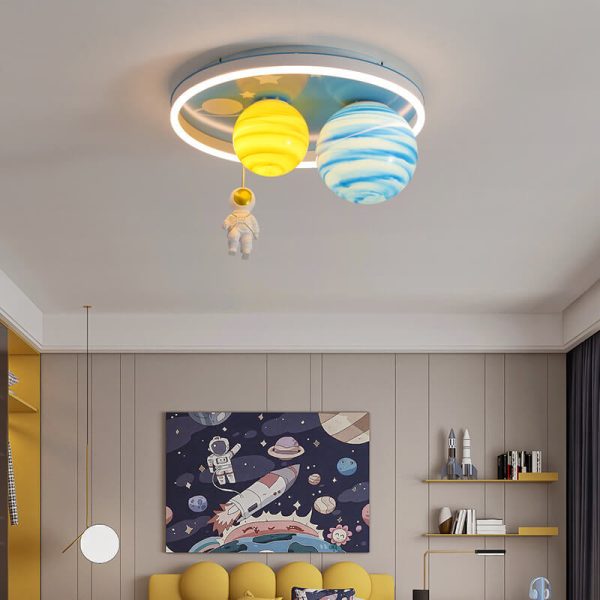 Astronaut Planet Round Kids Flush Mount Ceiling Light - Image 15