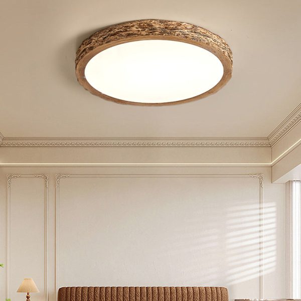 Modern Minimalist Round Stone Grain Resin Iron LED Flush Mount Ceiling Light For Bedroom - Image 3