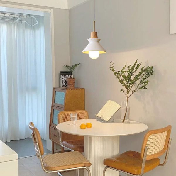 Nordic Minimalist Macaron Wood Cement  1-Light Pendant Light - Image 2