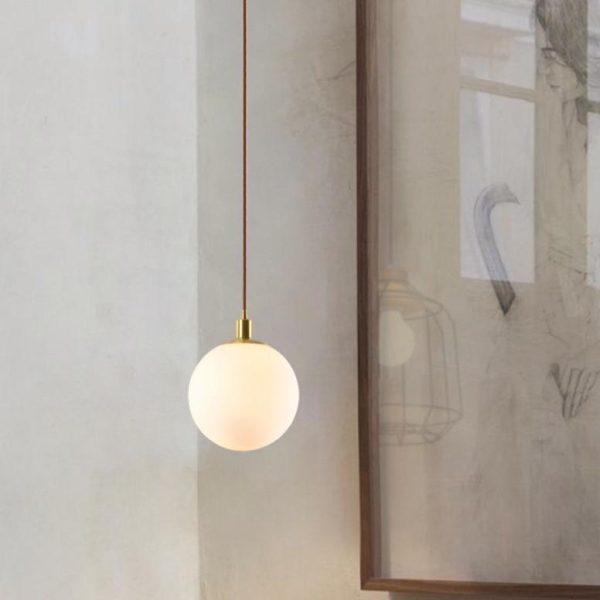 Nordic Minimalist Milky White Glass Ball 1-Light Pendant Light - Image 11