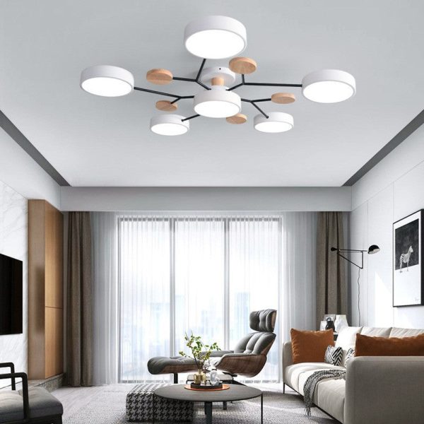 Contemporary Scandinavian Round Molecule Branch Design LED Semi-Flush Mount Ceiling Light For Living Room - Image 26