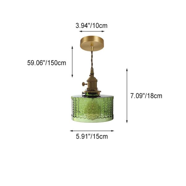 Nordic Vintage Clear Round Drum Copper 1-Light Pendant Light - Image 8