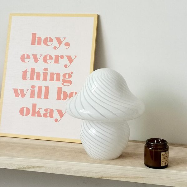 Modern Decorative Mushroom Striped Glass 1-Light Table Lamp - Image 3