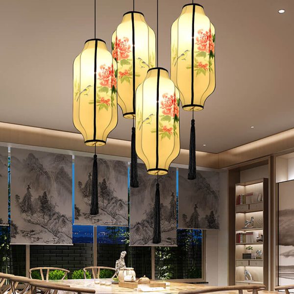 Oriental Antique Handmade Oval Lantern Fabric 1-Light Pendant Light - Image 30