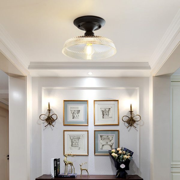 Nordic Vintage Glass Floral Round Geometry 1-Light Semi-Flush Mount Ceiling Light - Image 3