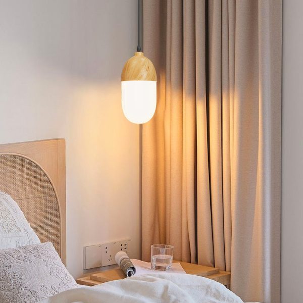 Japanese Wood Grain Round Oval Iron 1-Light Pendant Light - Image 3