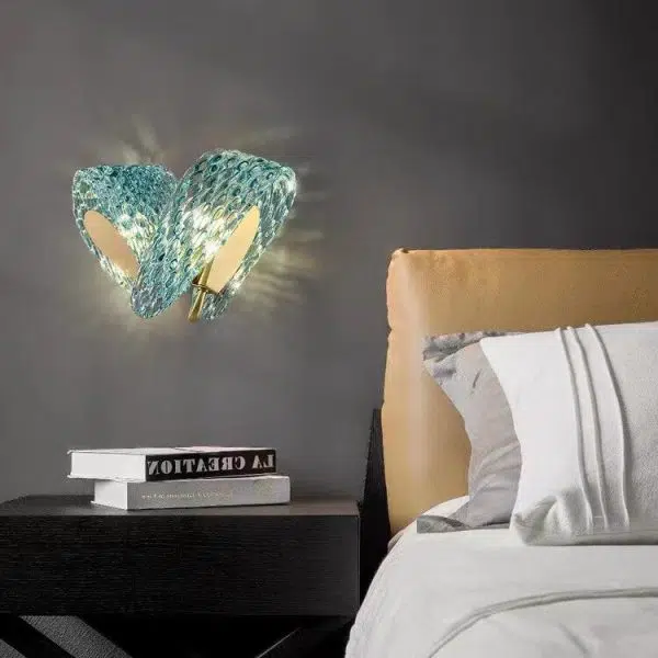 Modern Luxury Blue Floral Glass 2/3 Light Wall Sconce Lamp - Image 8