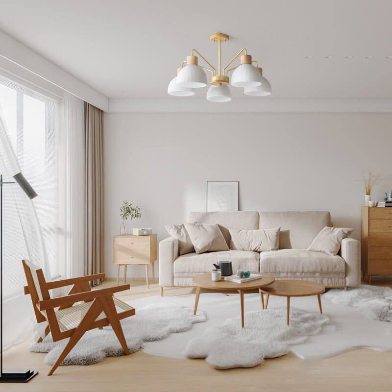 03-6a4dedf0-7a52-43cb-9786-0866daeb556d.jpg Nordic Vintage Wooden Glass Dome Shade 3/5 Light Chandelier - Image 1