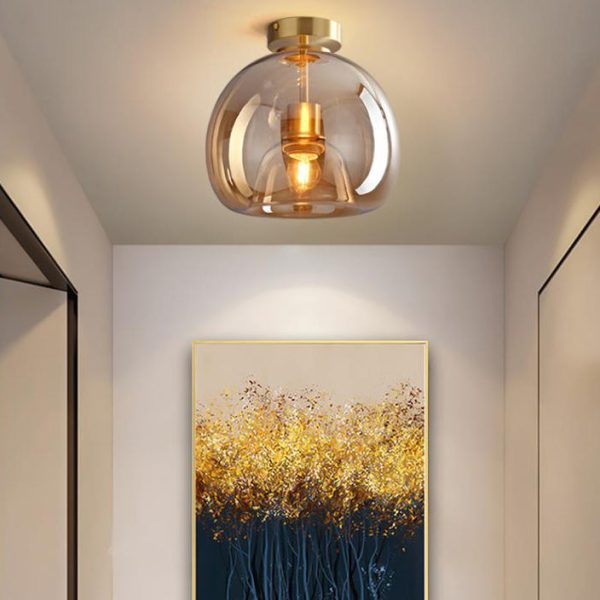 Nordic Light Luxury Round Glass Ball 1-Light Semi-Flush Mount Ceiling Light - Image 4