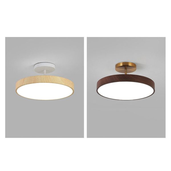 Japanese Wabi-sabi Minimalist Wood Grain Round LED Semi-Flush Mount Light - Image 19
