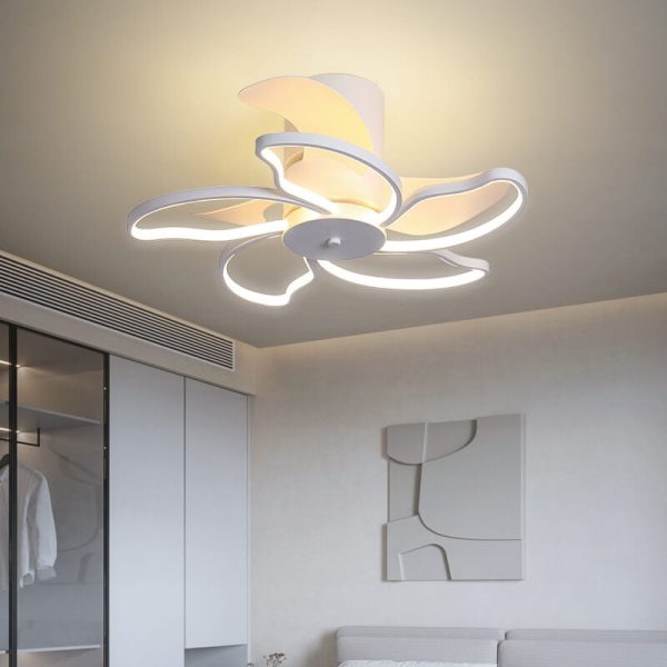 Nordic Minimalist Petal Shaped LED Semi-Flush Mount Ceiling Fan Light - Image 15