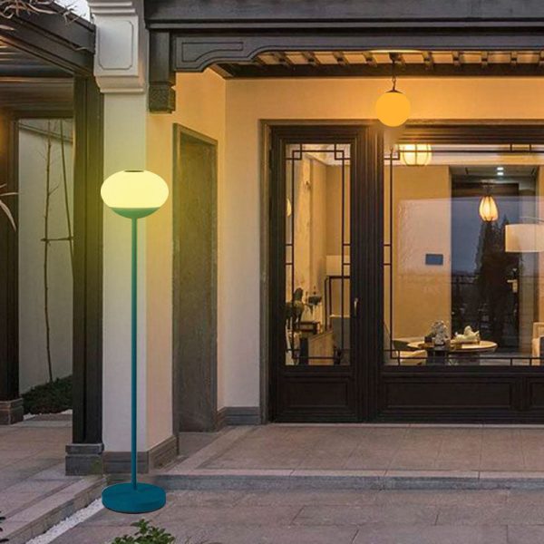 Solar Modern Minimalist Wrought Iron PE Oval LED Outdoor Standing Floor Lamp - Image 4