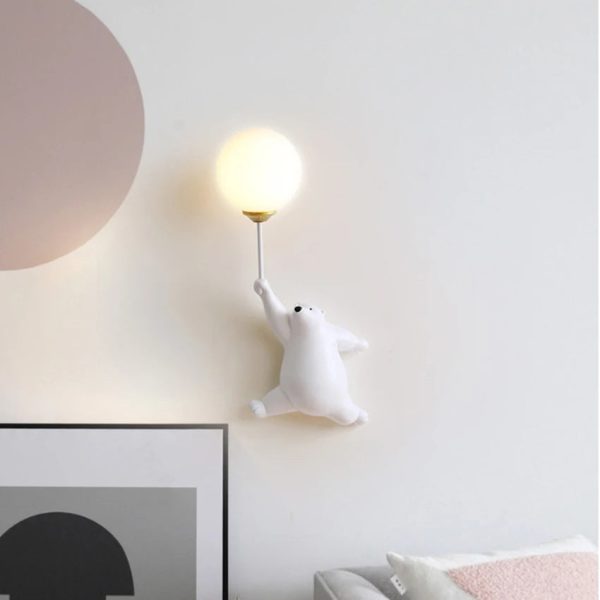 Modern Creative Bear Iron Glass 1-Light Wall Sconce Lamp - Image 2