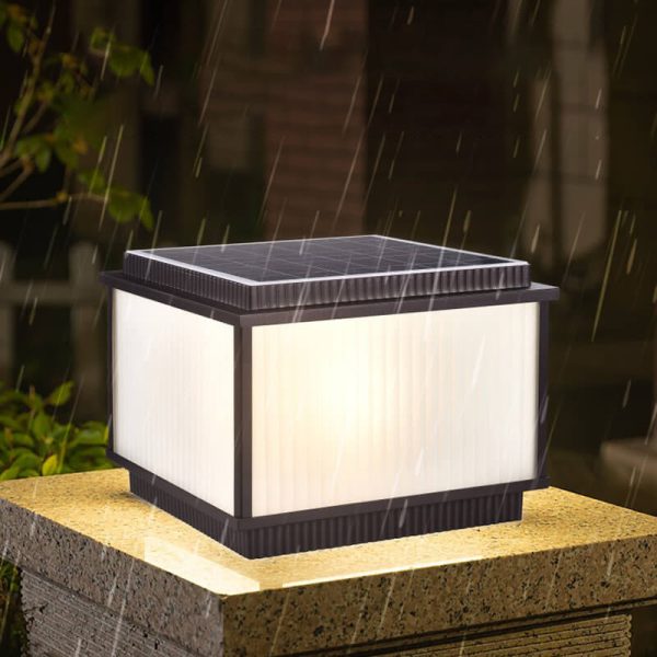 Modern Minimalist Solar Rectangle Aluminum Glass 1-Light Post Head Light  For Outdoor Patio - Image 11