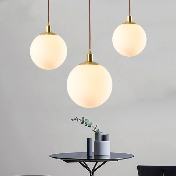 Nordic Minimalist White Orb 1-Light Pendant Light - Image 22