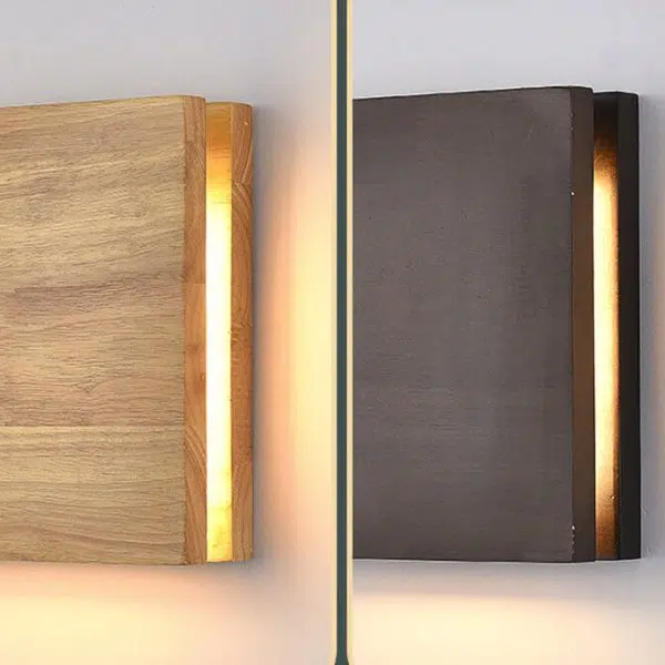 Japanese Wabi-sabi Log Wood Rectangular LED Wall Sconce Lamp - Image 12