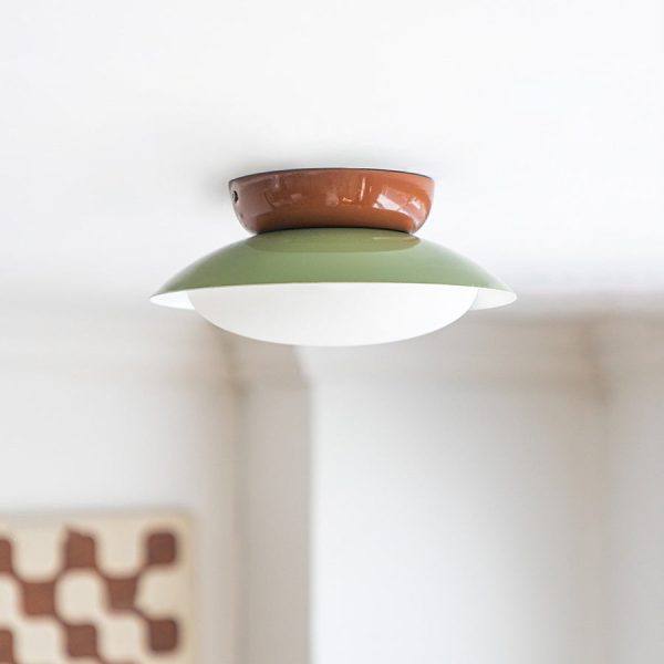 Contemporary Scandinavian Macaron Geometric Semicircle Shade LED Semi-Flush Mount Ceiling Light For Living Room - Image 3