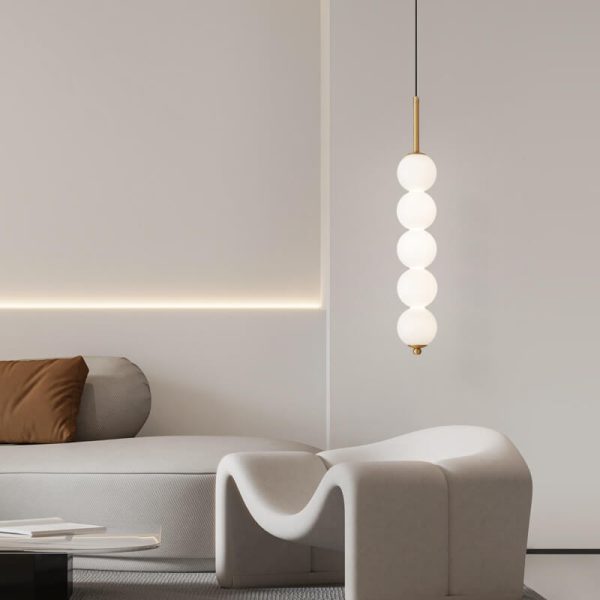 Nordic Creative Brass Spherical Glass Long Strip LED Pendant Light - Image 2