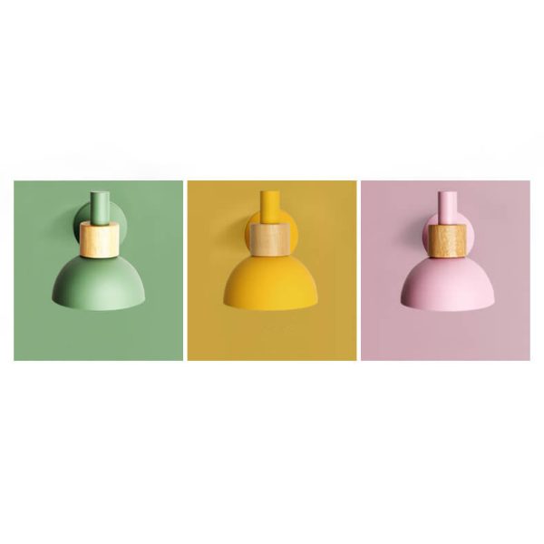 Modern Classic Macaron Solid Color Wood Iron 1-Light Wall Sconce Lamp - Image 3