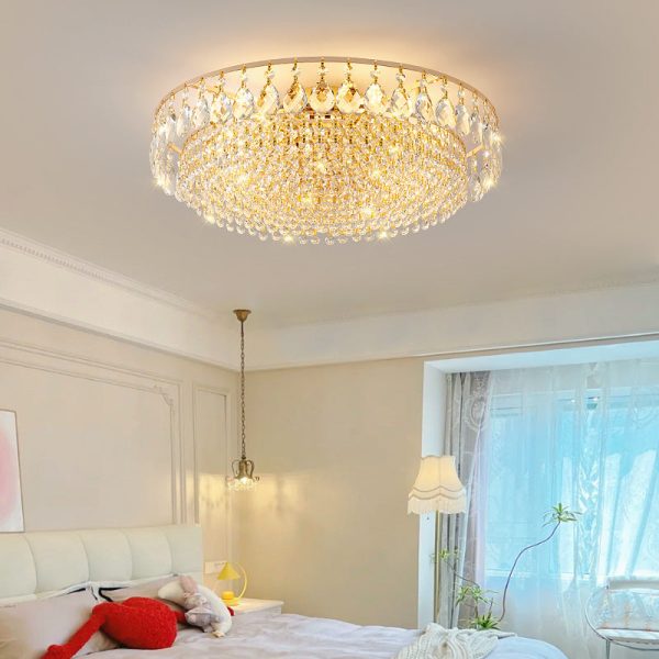 Modern Luxury Circle Iron Crystal 4/6/8/10 Light Flush Mount Ceiling Light For Living Room - Image 2