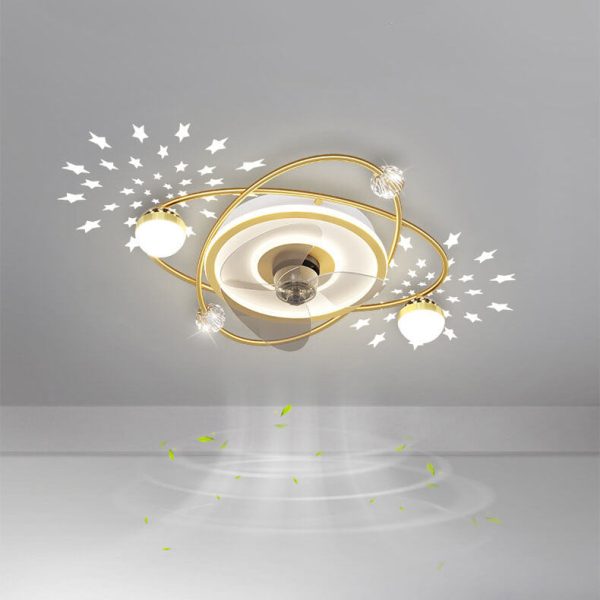 Modern Light Luxury Ring Star Effect LED Invisible Flush Mount Ceiling Fan Light - Image 10