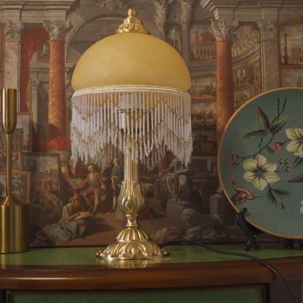 Vintage Bohemian Glass Dome Tassel 1-Light Table Lamp - Image 2