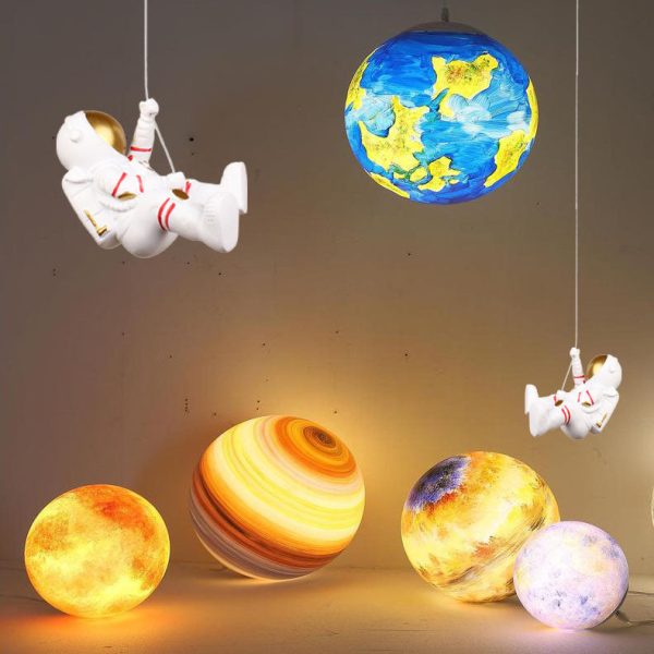 Modern Creative Astronaut Moon LED Kids Pendant Light - Image 6