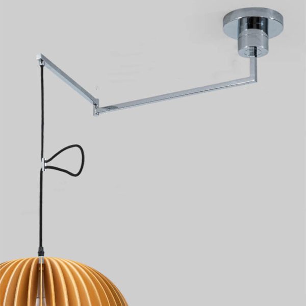 Japanese Minimalist Wooden Pumpkin Swing Arm 1-Light Pendant Light - Image 8