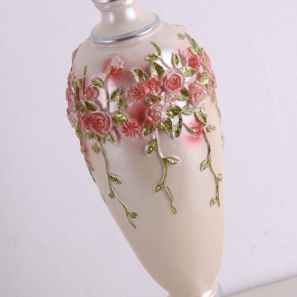 Traditional European Rose Vase Base Resin Fabric 1-Light Table Lamp For Bedroom - Image 5