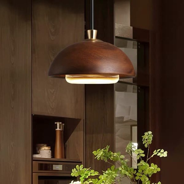 Nordic Minimalist Solid Wood Dome Glass Lampshade LED Pendant Light - Image 10