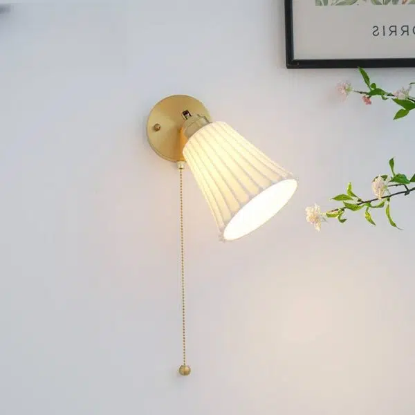 Modern Minimal Brass Ceramic 1-Light Wall Sconce Lamp - Image 3