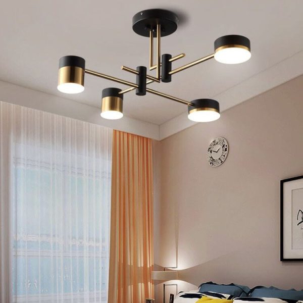 Modern Minimalist Black Gold Balanced 4-8 Light Semi-Flush Mount Light - Image 5