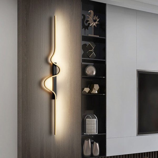 Modern Minimalist Aluminum Corrugated Strip Iron Frame LED Wall Sconce Lamp For Bedroom - Image 13