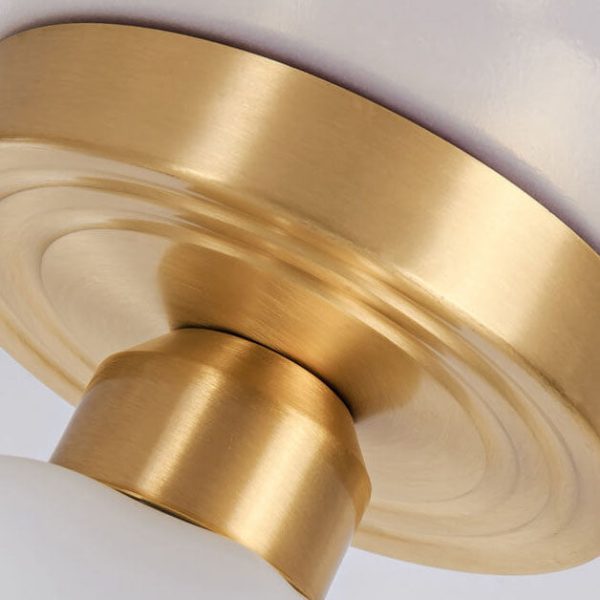 Japanese Vintage Brass Glass Dome 1-Light Semi-Flush Mount Ceiling Light - Image 10