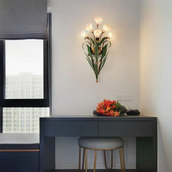 Modern Minimalist Glass Flower 6/10-Light Wall Sconce Lamp - Image 15