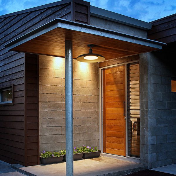 Contemporary Scandinavian Carbonized Steel Round Waterproof 1-Light Semi-Flush Mount Ceiling Light For Outdoor Patio - Image 7