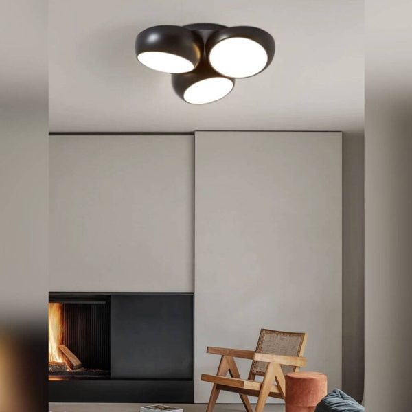 Scandinavian Modern Minimalist Iron Plastic Round LED Semi-Flush Mount Ceiling Light - Image 2