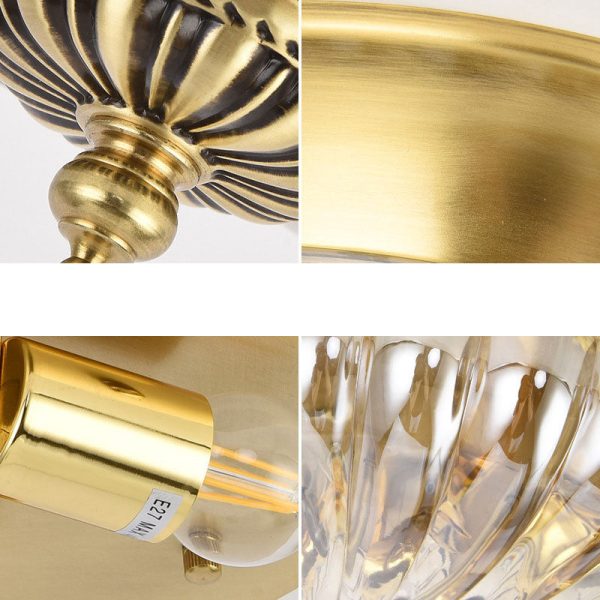 European Luxury Brass Glass Cone 1-Light Semi-Flush Mount Ceiling Light - Image 28
