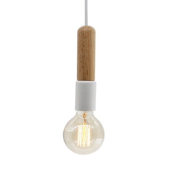 Nordic Minimalist Solid Wood Cylinder Top 1-Light Pendant Light - Image 2